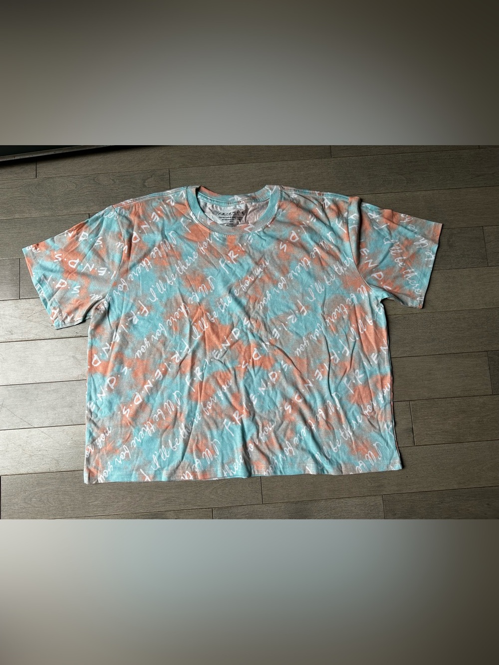Women’s Friends Teal And Beige Crop Too Short Sleeve Logo Casual T Shirt 2XL